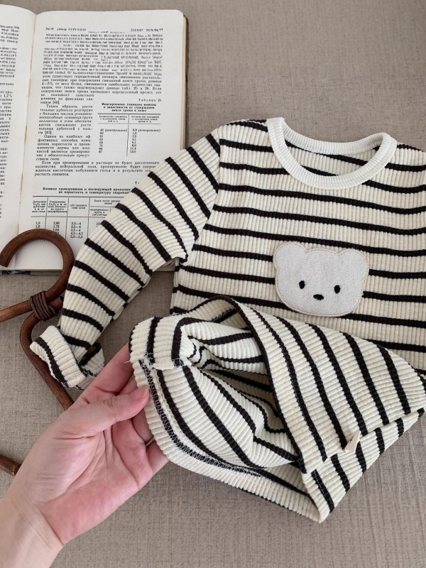 Dječja majica s dugim rukavima, prugasta, 95% pamuk, okrugli izrez, za uzrast 1–3 godine, unisex.