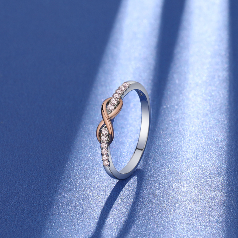 Otvoren prilagodljivi prsten s cirkonom, imitacija S925, uzor osmice, japansko-korejski jednostavan stil, dar djevojci