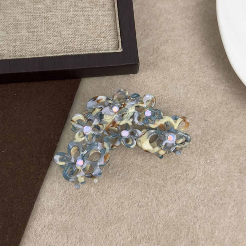 Gripper za kosu s acetatnom teksturom i rhinestones, korejskog stila, ručna izrada, Maca Baka