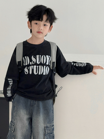 Dječji pulover bez kapuljače, casual stil, pamuk 90%, uzrast 8+, proljeće/jesen