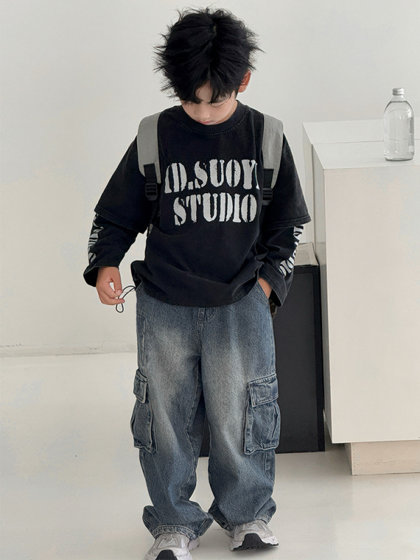 Dječji pulover bez kapuljače, casual stil, pamuk 90%, uzrast 8+, proljeće/jesen