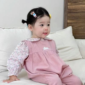 Pamukasti dvodijelni set za bebe djevojčice: top s dugim rukavima i duge hlače, proljeće–jesen, pulover-stil