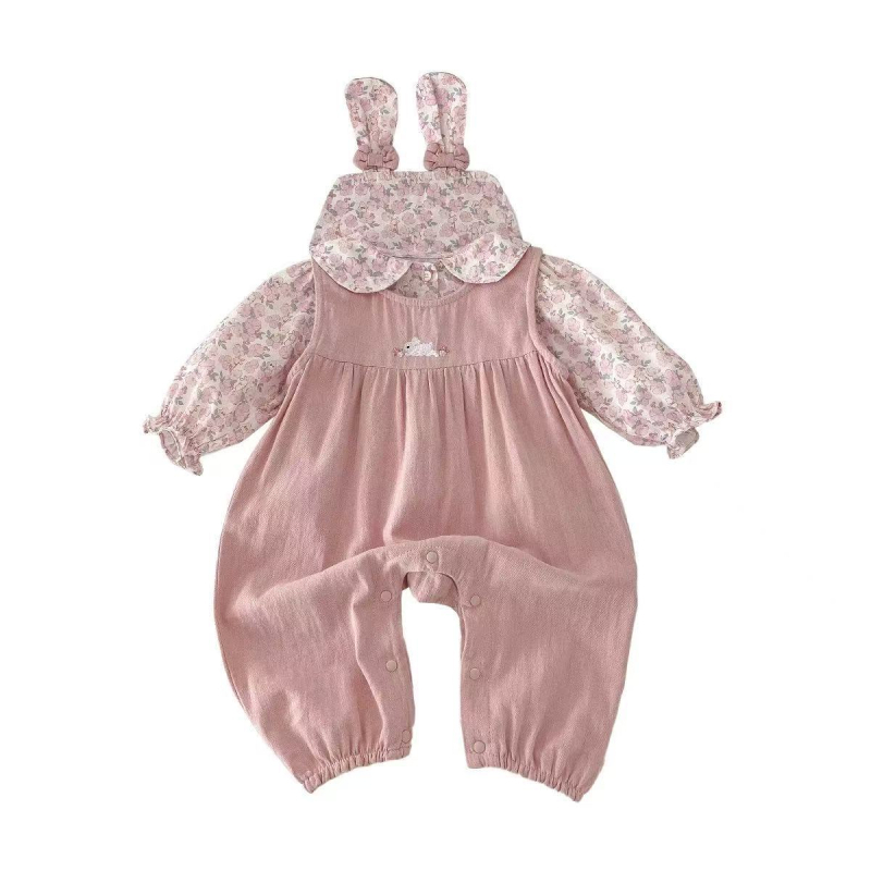 Pamukasti dvodijelni set za bebe djevojčice: top s dugim rukavima i duge hlače, proljeće–jesen, pulover-stil
