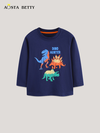 Dječja majica s dugim rukavima i tiskom dinosaura, 100% pamuk, jesenska kolekcija