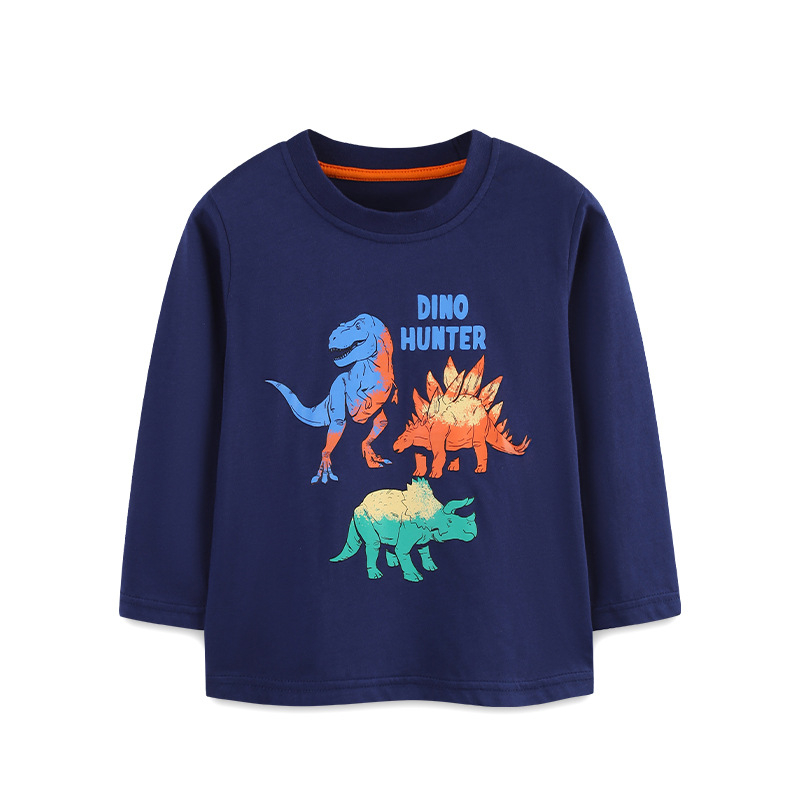 Dječja majica s dugim rukavima i tiskom dinosaura, 100% pamuk, jesenska kolekcija
