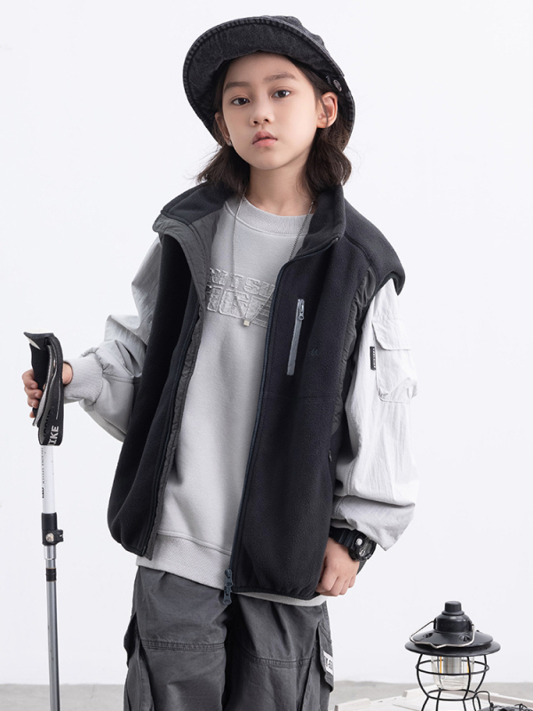 Dječja vesta, casual stil/Cardigan, debela, zatvarač na zip, 100% poliester