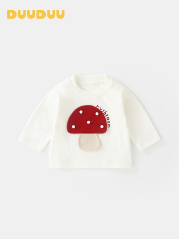 Unisex laste pikkade varrukatega puuvillane T-särk, ringkaelusega, 95% puuvill + 5% elastaan, karikatuurse seenemustriga