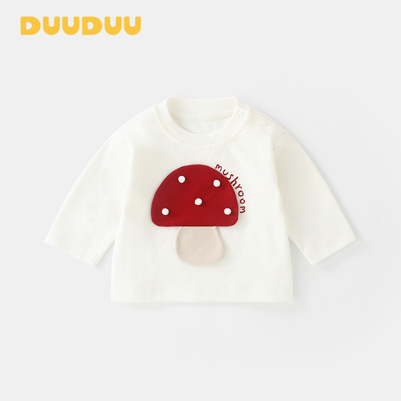 Unisex laste pikkade varrukatega puuvillane T-särk, ringkaelusega, 95% puuvill + 5% elastaan, karikatuurse seenemustriga