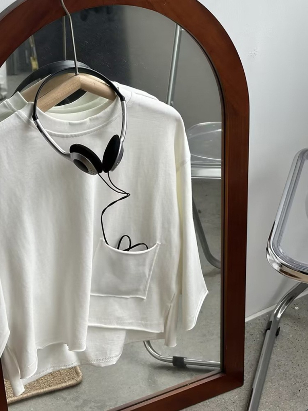 242786 Dječja pamučna majica s dugim rukavima, okrugli izrez, jednobojna, široka silueta, za proljeće i jesen, unisex, za djecu 3–8 godina (100–140 cm)