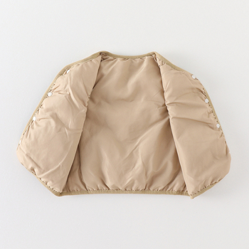 Kisfiú pufos mellény, Koreai stílus, ujj nélküli, rövid szabás, fehér kacsa pehely 86–90%