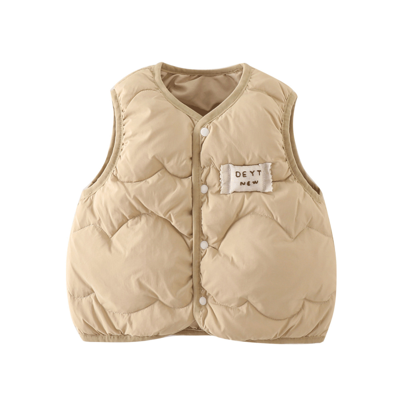 Kisfiú pufos mellény, Koreai stílus, ujj nélküli, rövid szabás, fehér kacsa pehely 86–90%