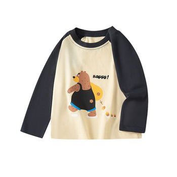 Dječji pamučni T-shirt s dugim rukavima, crtani print, okrugli izrez, korejski stil