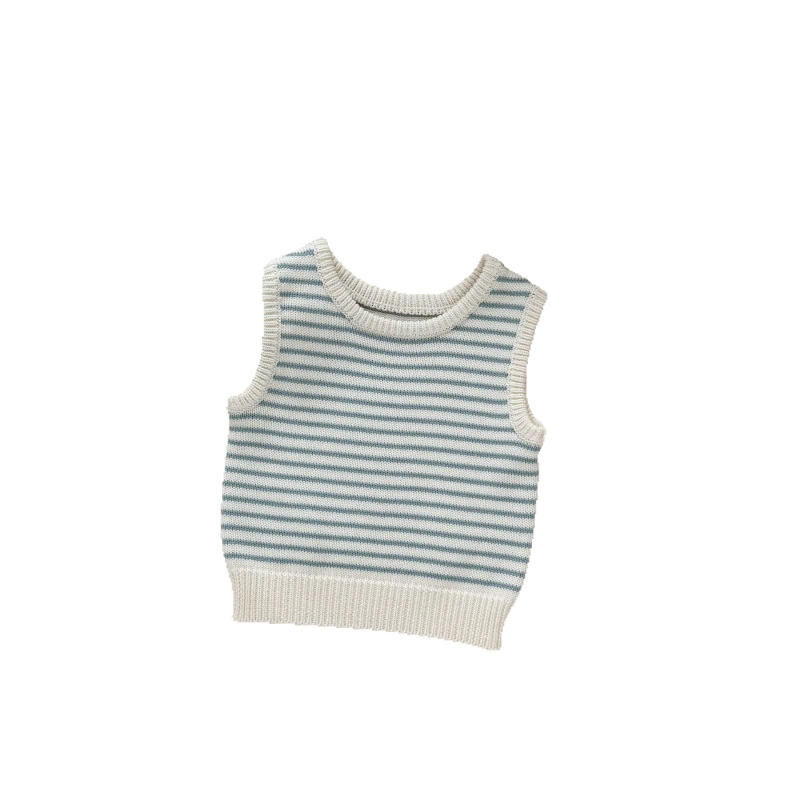 Dječja pletena prugasta vesta, korejski stil, 100% pamuk, proljeće i jesen, unisex