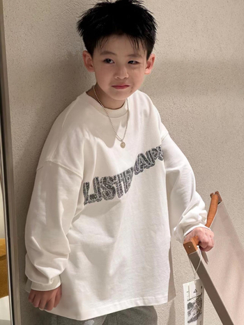 Fiúknak szóló hosszú ujjú pamut póló, koreai stílus, ősz-tavasz 2025, 8+ éveseknek