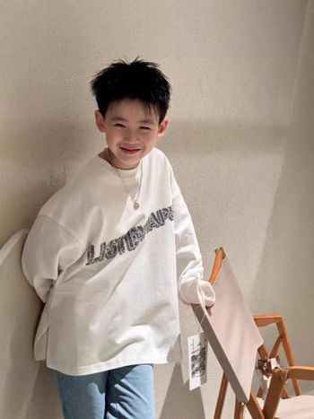 Fiúknak szóló hosszú ujjú pamut póló, koreai stílus, ősz-tavasz 2025, 8+ éveseknek