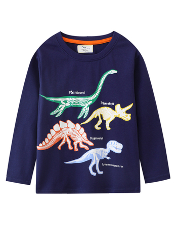 Dječje majice s dugim rukavima, svjetleći dinosaurus, proljeće–jesen, 100–140 cm