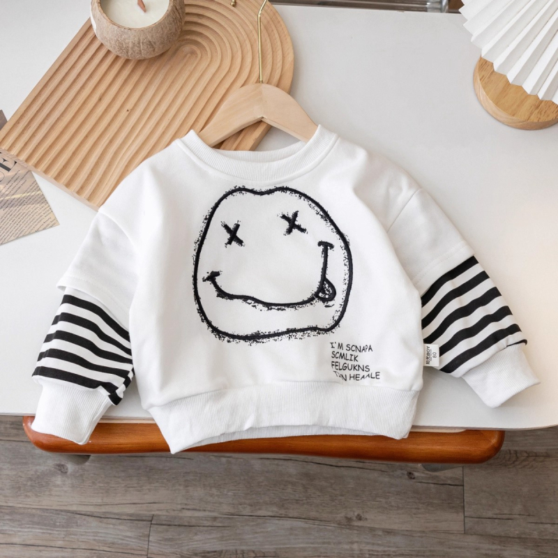 Dječja majica s dugim rukavima, korejskog stila, prugasti karikaturni uzorak, 95% pamuk