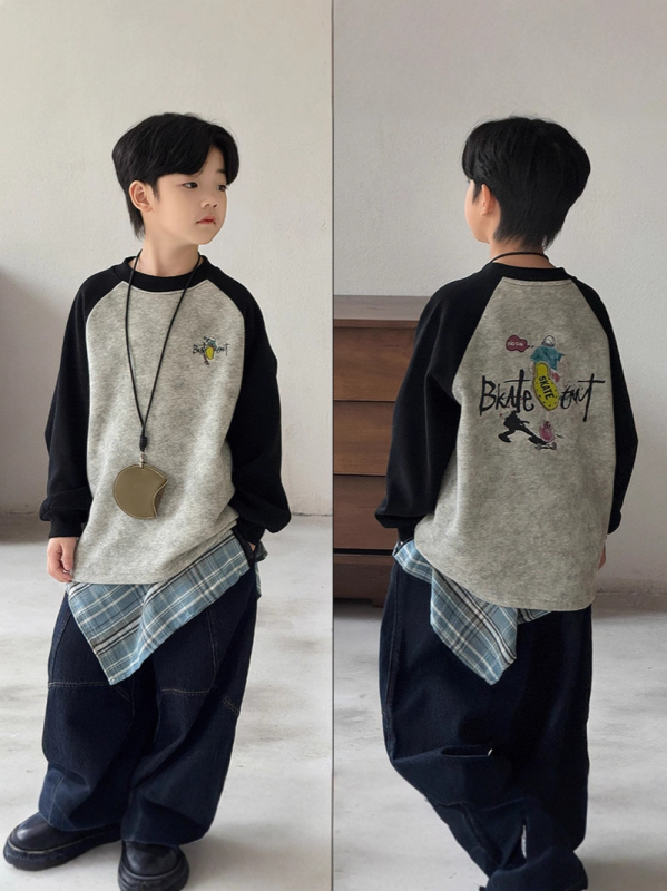 Dječji pulover-sweatshirt u korejskom stilu, 60% pamuka, poliester podstava, karikatura uzorak