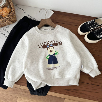 Dječji pamučni pulover bez kapuljače, korejskog stila, s printsom crtanih likova, dugi rukav, unisex, za uzrast 3-8 godina