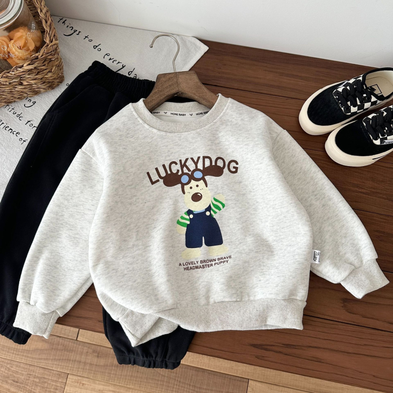 Dječji pamučni pulover bez kapuljače, korejskog stila, s printsom crtanih likova, dugi rukav, unisex, za uzrast 3-8 godina