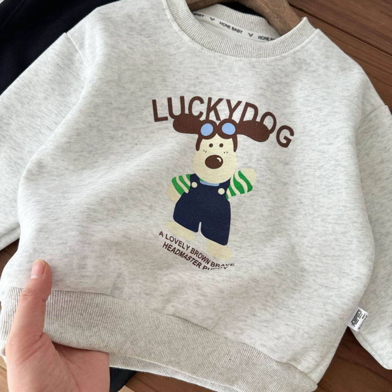 Dječji pamučni pulover bez kapuljače, korejskog stila, s printsom crtanih likova, dugi rukav, unisex, za uzrast 3-8 godina