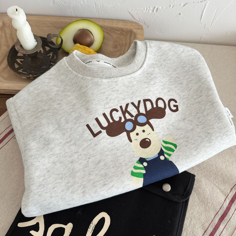 Dječji pamučni pulover bez kapuljače, korejskog stila, s printsom crtanih likova, dugi rukav, unisex, za uzrast 3-8 godina