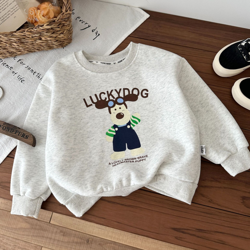 Dječji pamučni pulover bez kapuljače, korejskog stila, s printsom crtanih likova, dugi rukav, unisex, za uzrast 3-8 godina