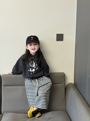 Set din două piese pentru fetițe, toamnă: top cu mâneci lungi și pantaloni lungi, imprimeu cu desene animate, din bumbac amestec, țesătură moale, vârsta 3–8 ani