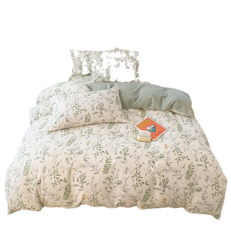 Trys dalių 100% medvilnės antklodės užvalkalų komplektas, reaktyvus spausdinimas, Twill audinys, augalinis raštas