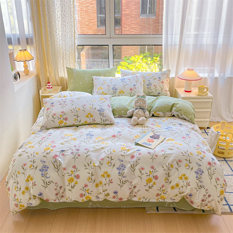 Trys dalių 100% medvilnės antklodės užvalkalų komplektas, reaktyvus spausdinimas, Twill audinys, augalinis raštas