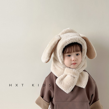 Dviejų dalių pliušinis kepurės ir šaliko komplektas vaikams, žieminė ausų apsauga