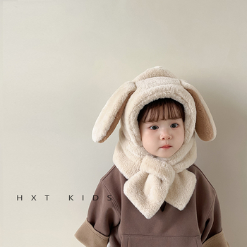 Dviejų dalių pliušinis kepurės ir šaliko komplektas vaikams, žieminė ausų apsauga