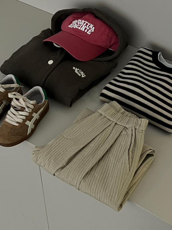 Dječji top s dugim rukavima, prugasti, korejski stil, pulover (50% pamuka; prugasti; dugi rukavi; pulover; proljeće/jesen)