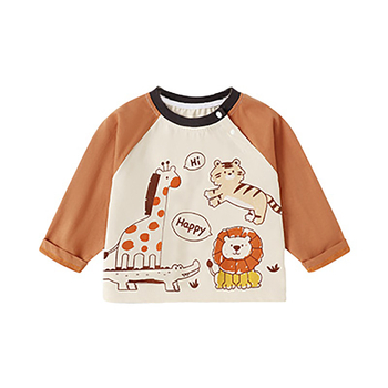 Dječja pamučna raglan majica – dugi rukav, crtani uzorak, okrugli izrez, 100% pamuk