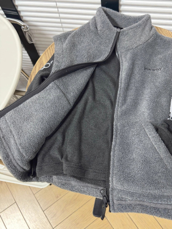 Dječja vesta od Velvet Pile fleec, korejski stil, prednji zip, podstava od umjetne dlake, 100% poliester