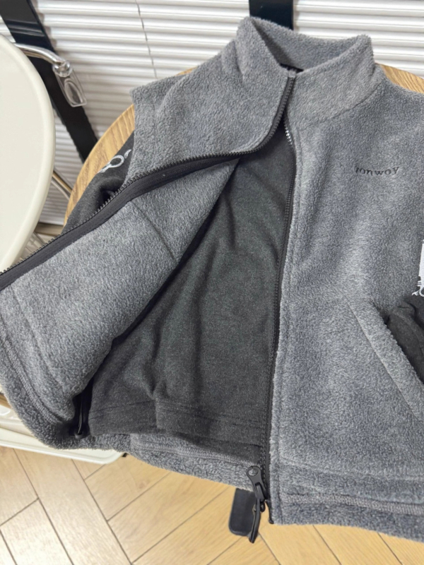 Dječja vesta od Velvet Pile fleec, korejski stil, prednji zip, podstava od umjetne dlake, 100% poliester