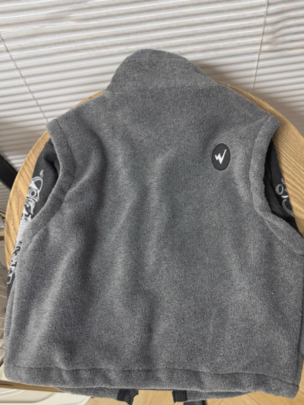 Dječja vesta od Velvet Pile fleec, korejski stil, prednji zip, podstava od umjetne dlake, 100% poliester