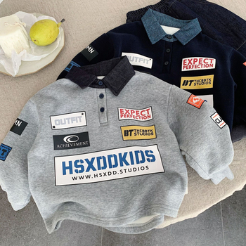 Dječja zimska jakna – Korejski stil, stojeći ovratnik, fleece materijal, zatvarač, bez kapulje