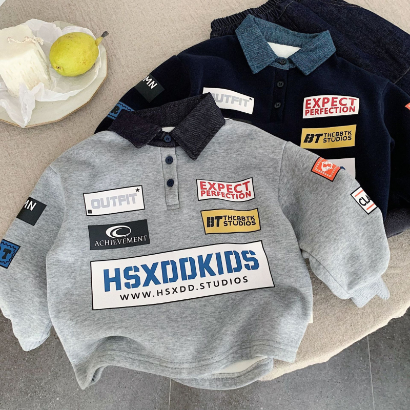 Dječja zimska jakna – Korejski stil, stojeći ovratnik, fleece materijal, zatvarač, bez kapulje
