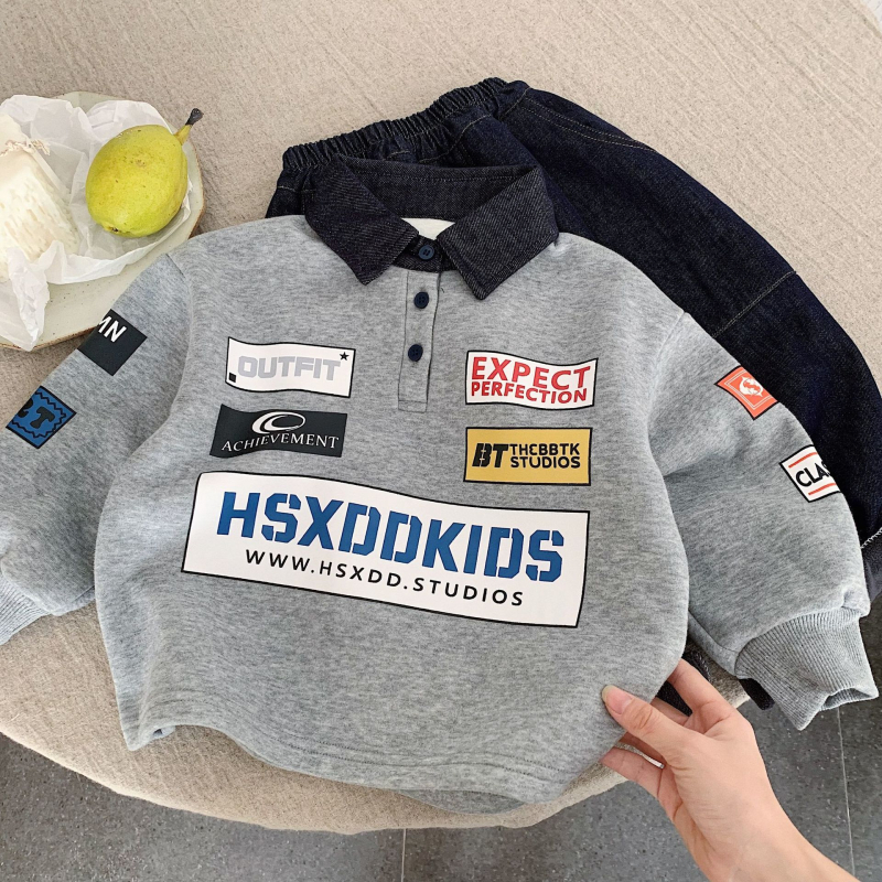 Dječja zimska jakna – Korejski stil, stojeći ovratnik, fleece materijal, zatvarač, bez kapulje