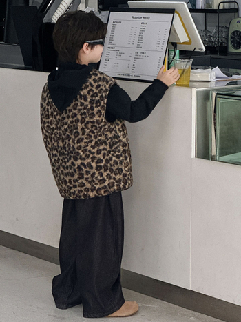 Dječja vesta s leopard uzorkom, dvostrana, debela, korejskog stila, jesenska odjeća