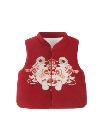 Unisex puuvillane täidisbeebi vest, paksu kardigani stiili, eesmine kinnitusega; väliskangas: 55% puuvill/41% polüester/4% elastaan; vooder: 100% puuvill; täidis: polüester; vanus 1–3 aastat; talvehooaja