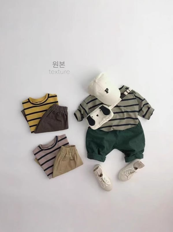 Tayag Unisex Dječja Prugasta Majica s Dugim Rukavima, Pamuk-Kombinacija, Korejski Stil