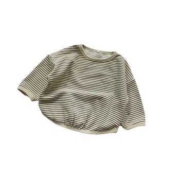 Dječja majica s dugim rukavima, 95% pamuk, prugasta, okrugli vrat, unisex, korejski stil, uzrast 3–8 godina