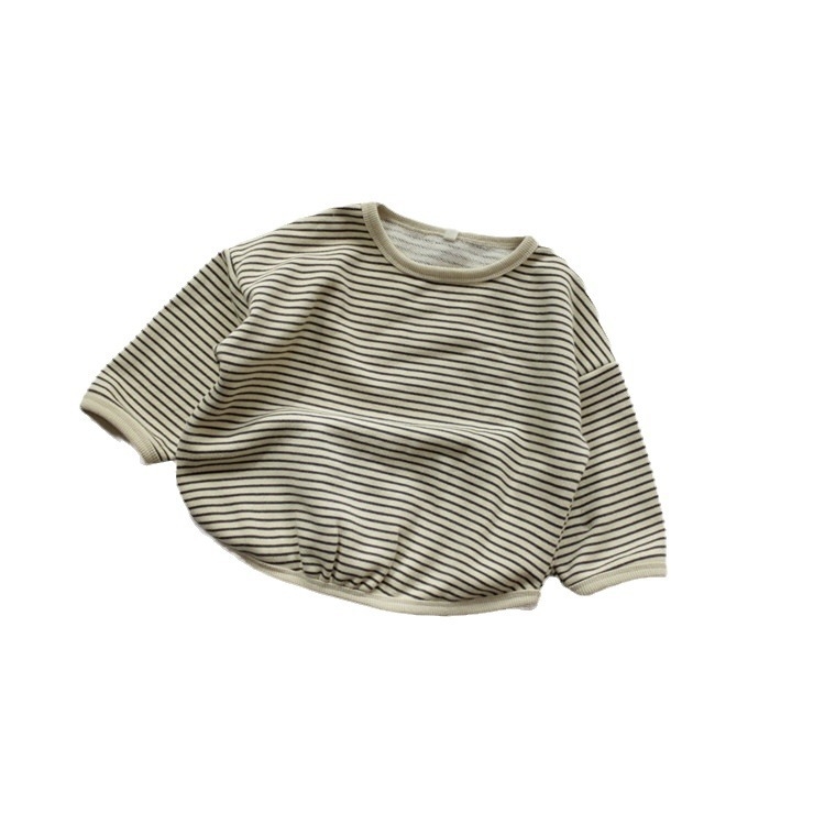 Dječja majica s dugim rukavima, 95% pamuk, prugasta, okrugli vrat, unisex, korejski stil, uzrast 3–8 godina