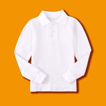 Vaikų polo marškinėliai, universalus koledžo stiliaus, medvilnė, vientisas raštas, unisex, nuo 8 metų, pavasaris 2024