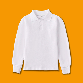 Vaikų polo marškinėliai, universalus koledžo stiliaus, medvilnė, vientisas raštas, unisex, nuo 8 metų, pavasaris 2024