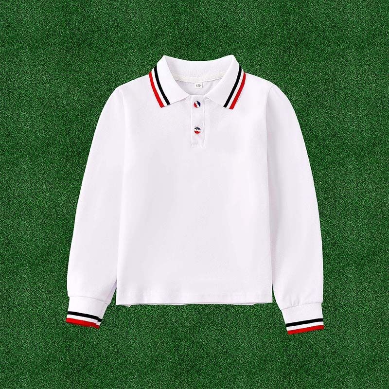Vaikų polo marškinėliai, universalus koledžo stiliaus, medvilnė, vientisas raštas, unisex, nuo 8 metų, pavasaris 2024