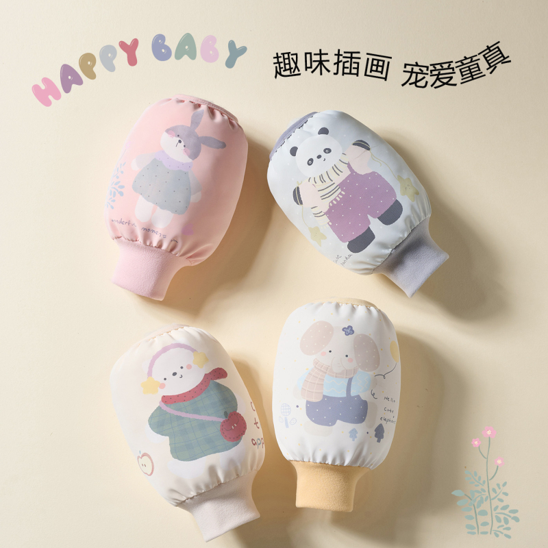 Vaikų rankovių dangteliai - Anti‑Traipiams, atsparūs vandeniui ir alyvui, Cartoon raštas, Amžiaus grupė: 0–3 m., Sezonai: Žiema, Pavasaris, Ruduo