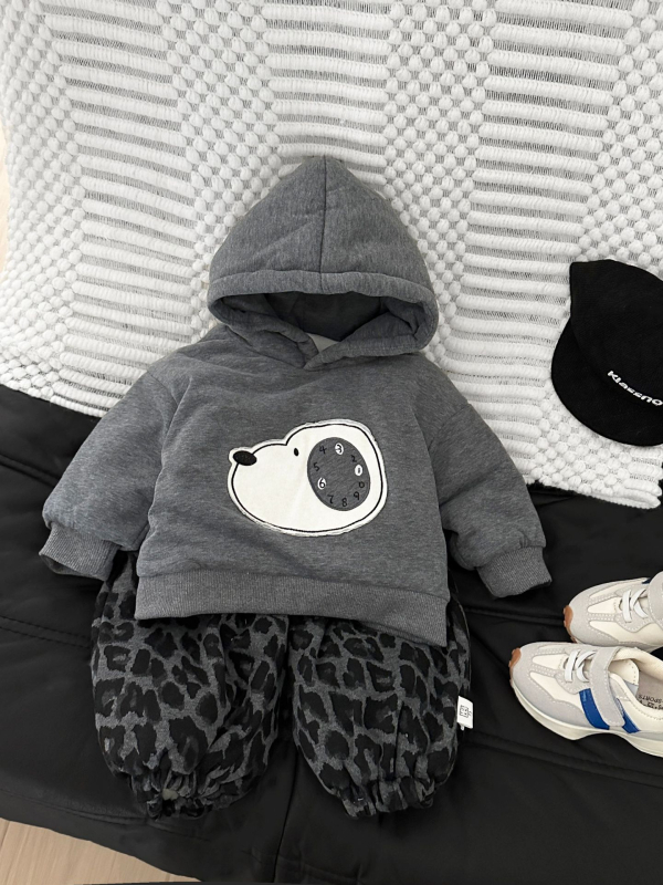 Dječja hoodie s kapuljačom, korejskog stila, pamuk materijal, motiv životinja/crtani, debeli zimski komad